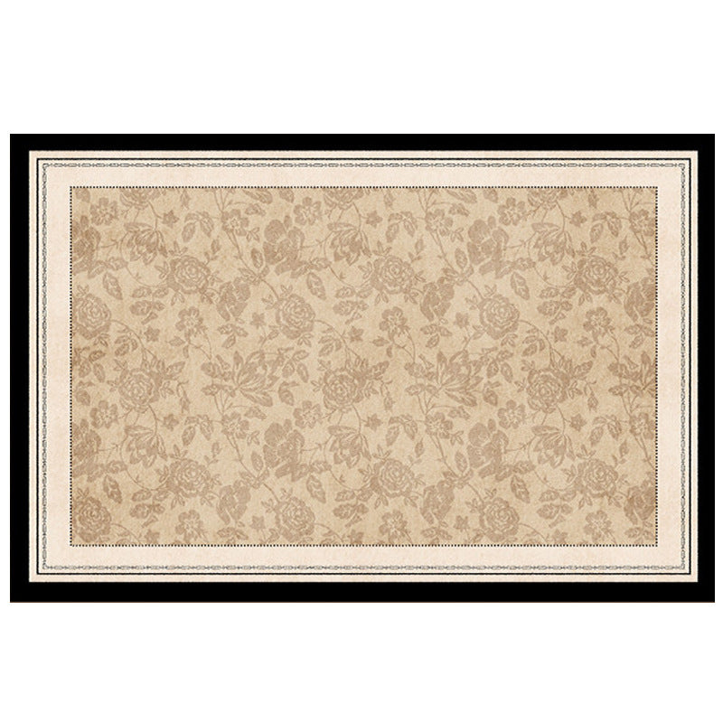 French retro style rug - vintage waterproof plush carpet for living room, bedroom, bedside, soundproof floor mat, coffee table area, full coverage