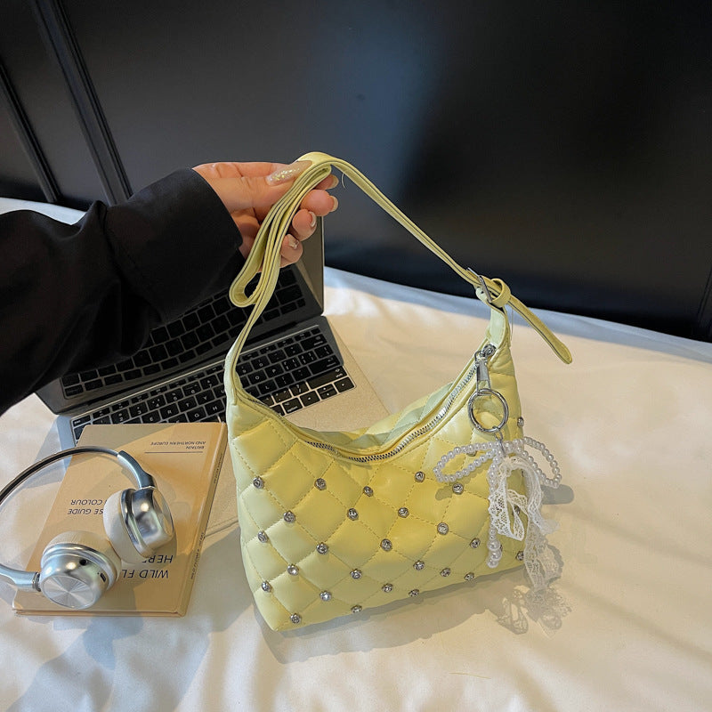 Retro diamond small fragrant chain shoulder messenger bag bags with diamonds, high-grade texture fashionable foreign commuter women's bags