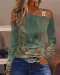 independent station   best selling autumn casual metal buckle slanted shoulder collar shirt women's clothing