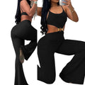 fashion women's spring/summer new arrivals: elegant spaghetti strap solid color knit top with hollow-out one-piece flared pants