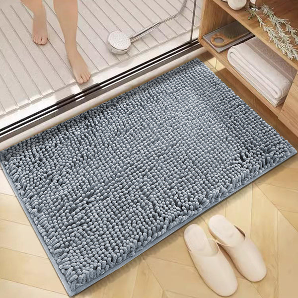 Cross-border chenille bathroom door floor mat bathroom non-slip mat toilet door blanket solid color bathroom absorbent floor mat
