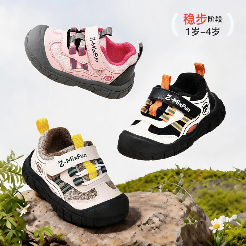 (sizes 18-28) spring/autumn baby stepping stones walking shoes, anti-slip soft sole functional anti-collision toddler shoes for boys and girls, ages 1-4