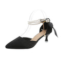 French style evening wind flats for women summer 2025 thin heel pointed toe plaid non-tiring feet sandals elegant fairy style high heels