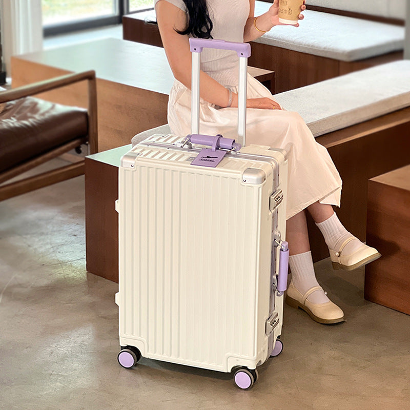 New suitcase 24 inch anti-drop 20 inch small boarding case aluminum frame trolley case leather case password case travel bag