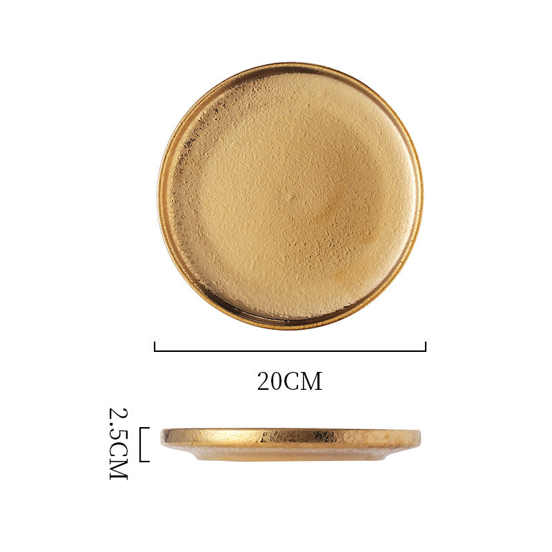 Insaccessible luxury ceramic western dinner plate retro ceramic restaurant for home shallow plate japanese ceramic good-looking dish plate