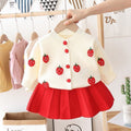 Kids' knitted sweater dress -  new girls' fruit & handmade flower set - baby fashion outfit top & skirt set