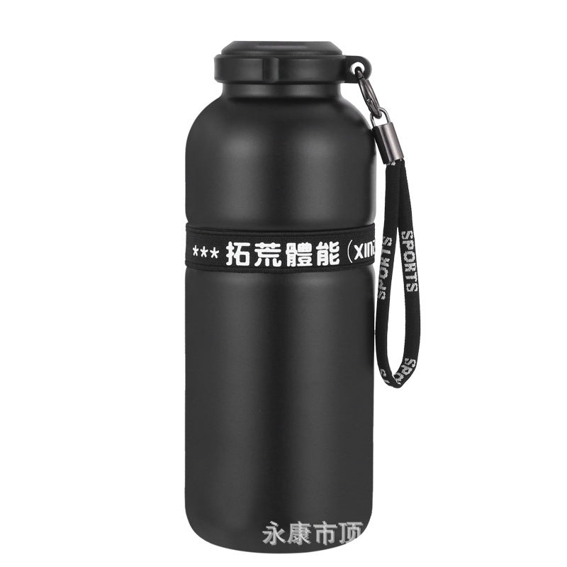 316 double-layer vacuum sports thermal water cup outdoor cycling hiking water bottle with rope popular cup engraved logo