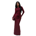 C7650 cross-border   fashion women's elegant back-slit bodycon evening gown dress