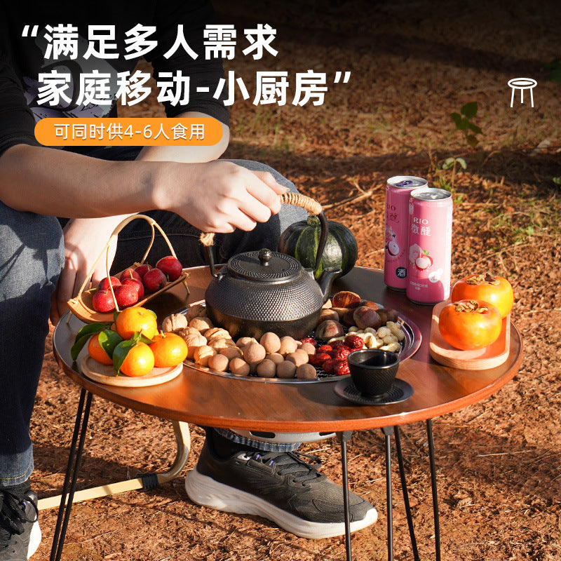 Home outdoor barbecue grill smokeless barbecue portable foldable barbecue table charcoal barbecue outdoor courtyard tea making around the stove