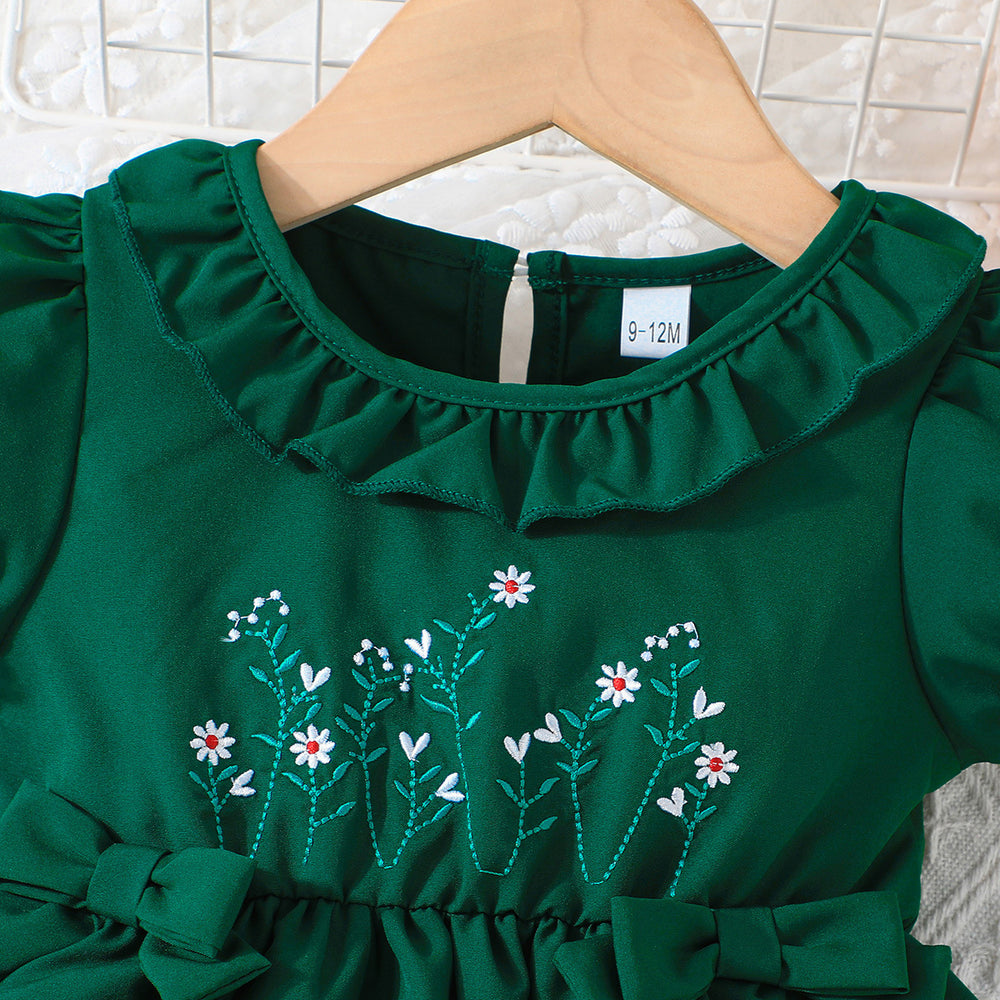 new summer collection: baby & toddler girl's solid color bubble sleeve floral print belted dress