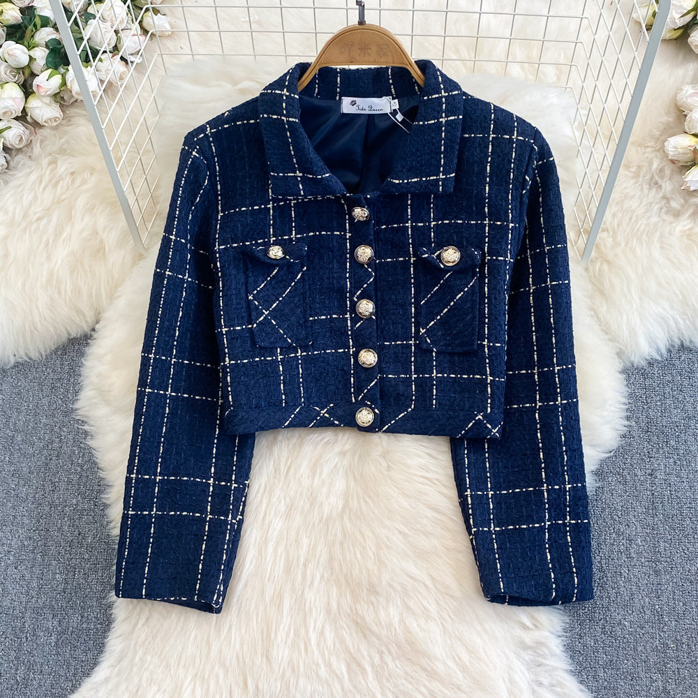 Autumn winter tweed style socialite elegantlong sleeves tweed outweartwo-piece set waist vest hip cover dress women