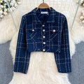 Autumn winter tweed style socialite elegantlong sleeves tweed outweartwo-piece set waist vest hip cover dress women