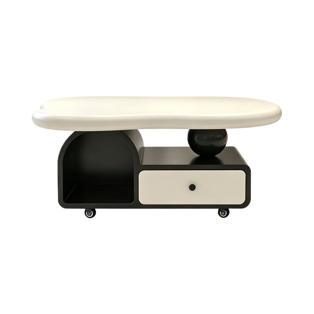 Cream cloud coffee table small apartment living room for home movable cart modern light luxury classy storage tea table