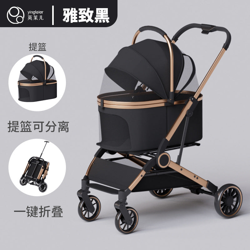 Pet stroller for cats and dogs - lightweight, foldable, and portable for teacup poodles, toy pomeranians, chihuahuas, yorkshire terriers, and bichons