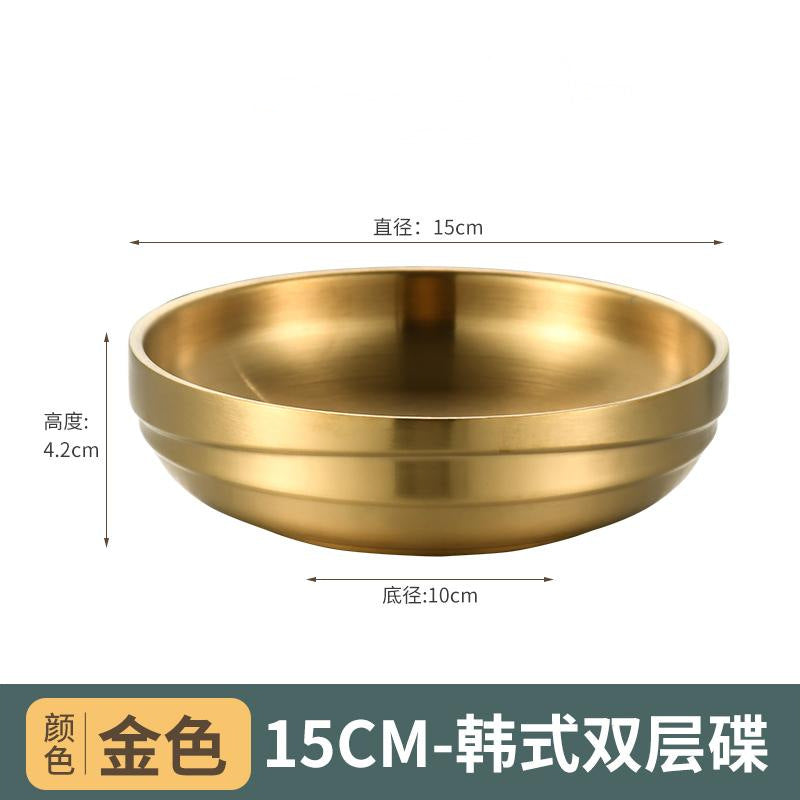 304 korean style extra thick double-layered gold sauce dish, snack & kimchi plate, bbq restaurant seasoning dish, hot pot dipping bowl