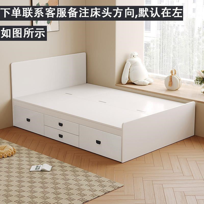 Solid wood bed tatami box storage bed soft back double bed kids bed bedroom for home without bedside bed high box