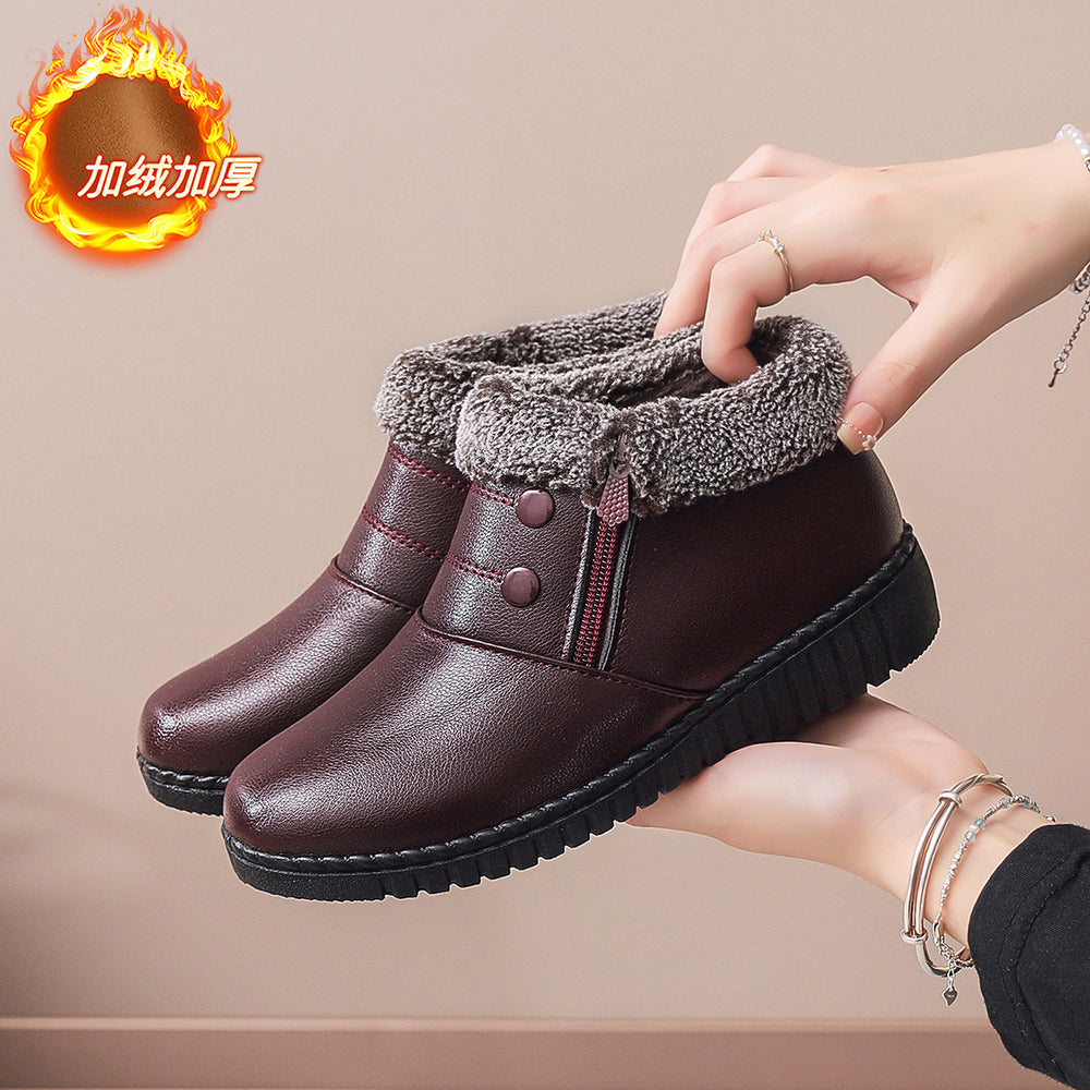 Ladieswear shoes cotton shoes women's winterfleece-linedheattech snow boots old beijing cloth shoes cotton middle-aged and elderly non-slipflats short boots