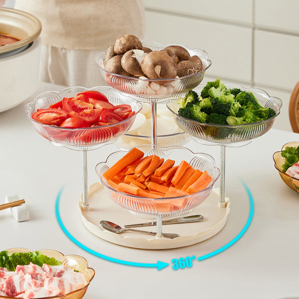Xinle Kitchen Household Multifunctional Multi-layer Rotating Fruit Plate Vegetable Grid Preparation Hot Pot Platter Separate Pallet