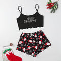 hot-selling christmas european and american style thin pajamas simple printed suspender milk silk shorts sexy two-piece set