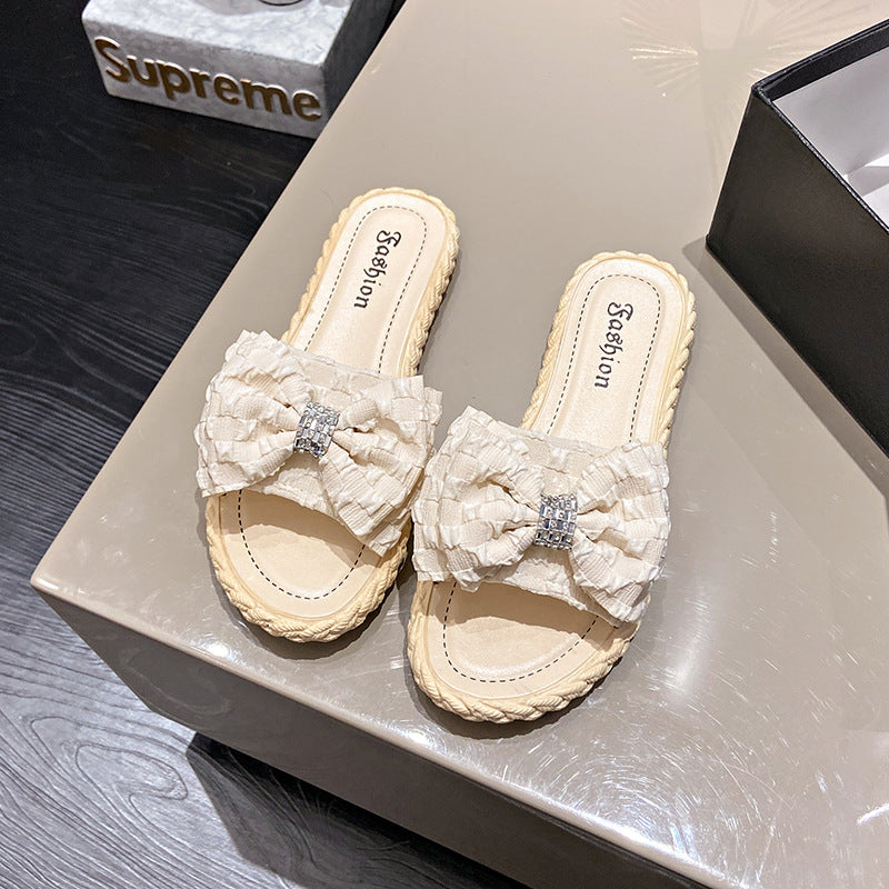 Women's summer new arrival: chic bow-tie slides - stylish and perfect for home, vacation, beach, and poolside