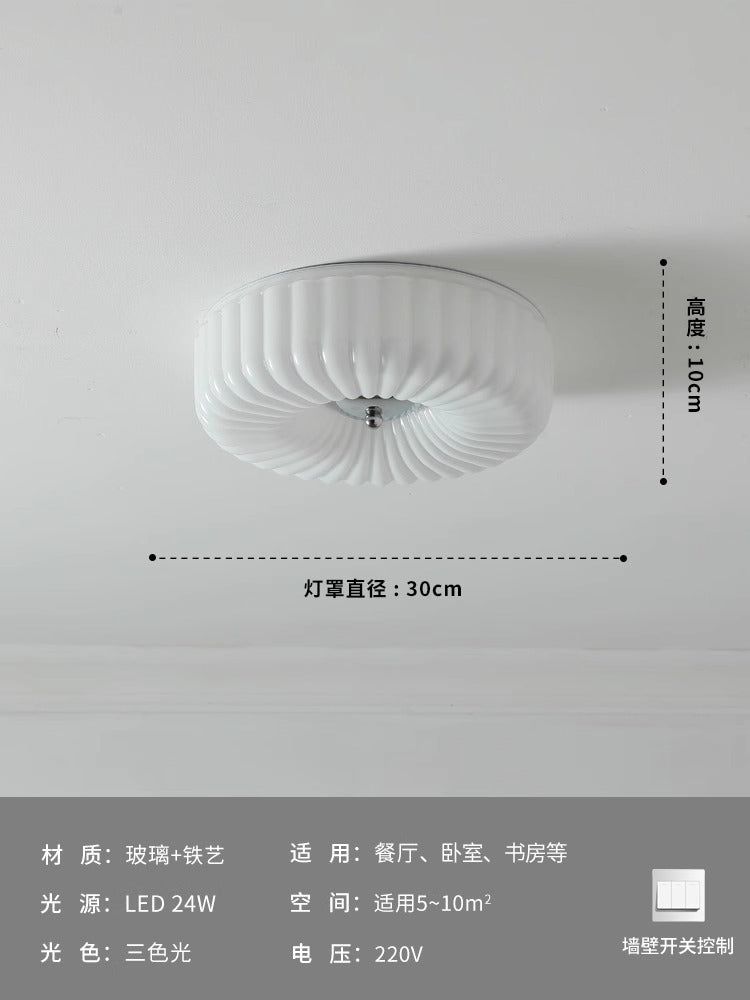 [Strict selection] Bauhaus cloakroom ceiling light medieval vintage French cream balcony foyer glass light