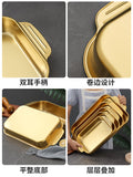 Stainless steel flat bottom thickened grilled fish plate - ideal for hotels, restaurants, seafood buffets, and commercial use. rectangular serving dish
