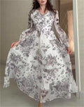summer new arrival: european and american  high-waisted, elegant, french-style, slim-fit, long, flowy vacation dress