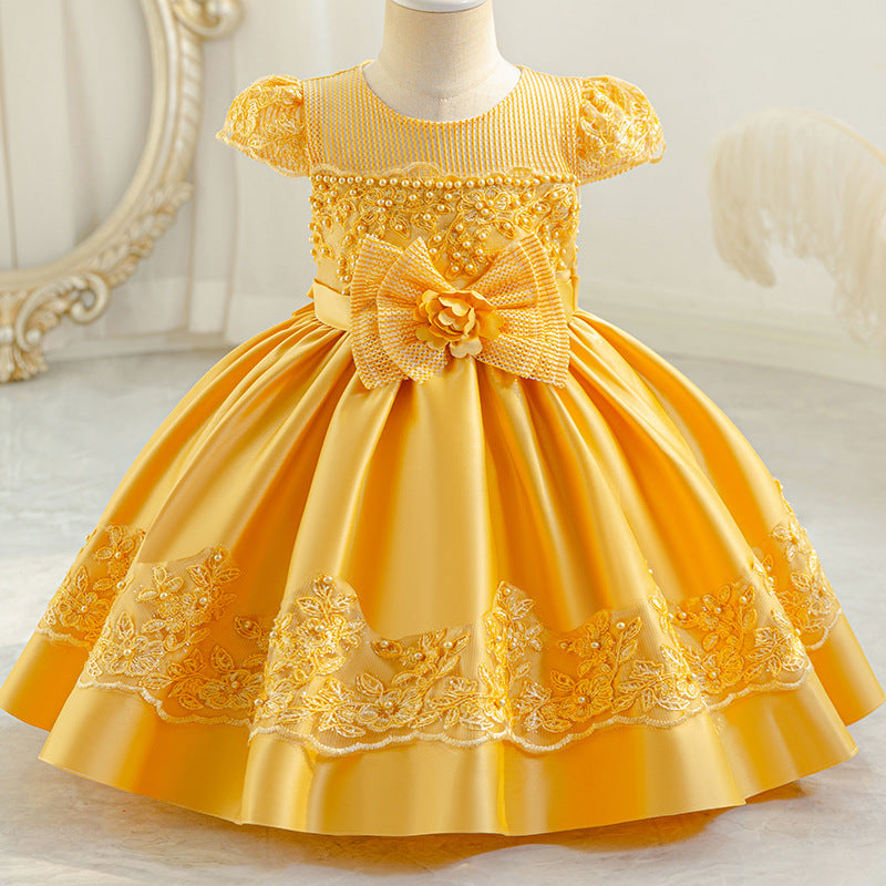 New arrival mid-length skirt section lace kids dress princess dress girl piano performance dress kids dress