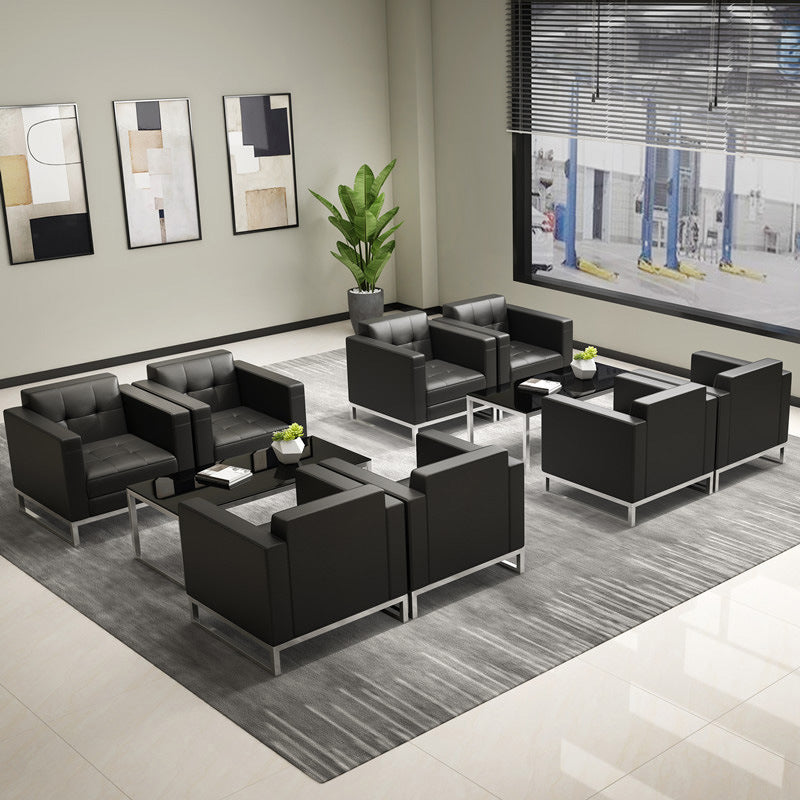 Minimalist sofa and coffee table set for living room, genuine leather sofa for 4s store reception area, single leather armchair sofa combination