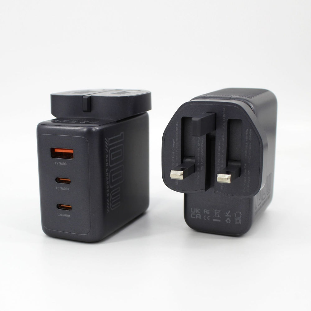 ai display 100w gan multi-port fast charging adapter - charger for laptops, tablets, and mobile phones