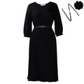 D614export women's clothing new arrivalfashion three-quarter sleeves round neck pure color style pleated cross-border african dress