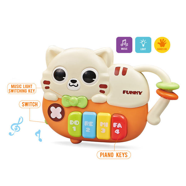 Cross-border  export cute pet cartoon kitten electronic organ infant early education fun sound and light toy piano