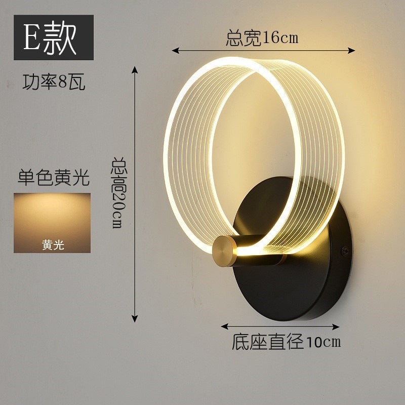Wall lamp Nordic LED bedroom lamp Modern minimalist creative staircase aisle lamp Streamer living room atmosphere bedside lamp