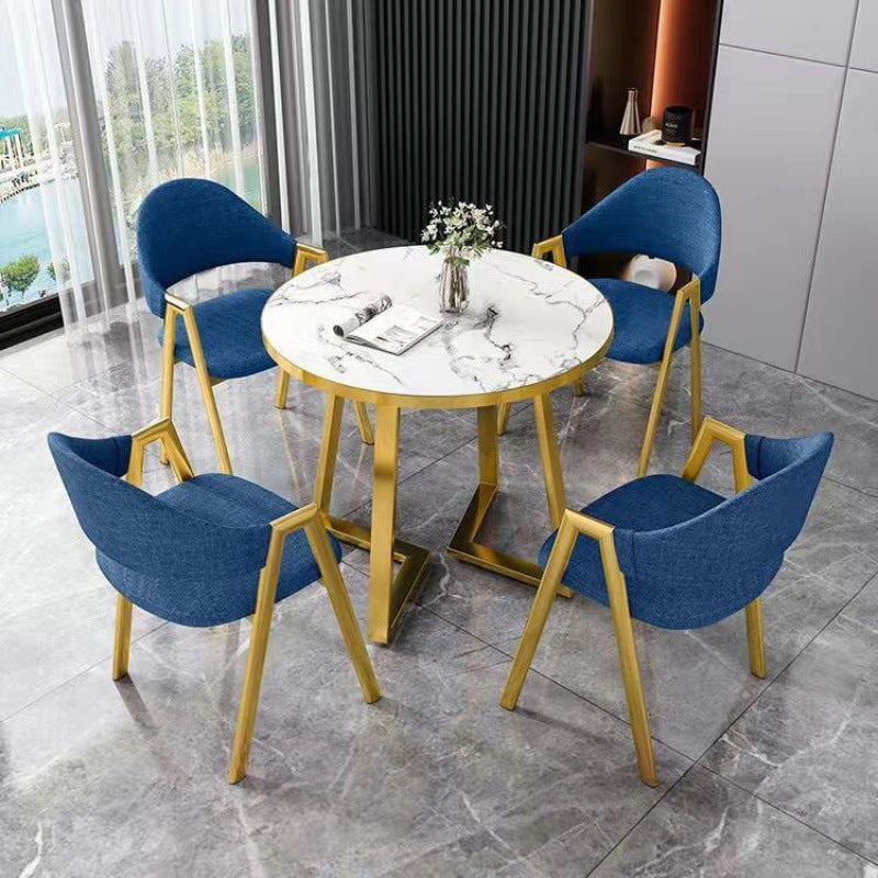 Nordic light luxury negotiation table and chair set - modern minimalist coffee shop/milk tea shop small round table for sales centers and casual reception areas
