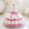 Wholesale children's dresses for export: lace floral tiered princess dress, baby girl's first birthday dress, evening gown