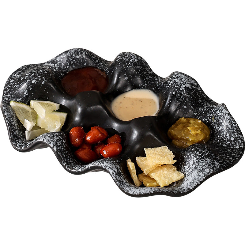 Retrofor homestylish ceramic egg tray creative high-looking divided dipping ceramic dish vinegar dish tray