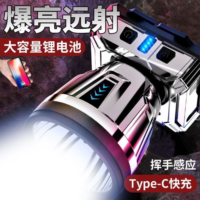 Helmet type LED headlight super bright waterproof camping induction flashlight long battery life lithium battery charging mobile phone