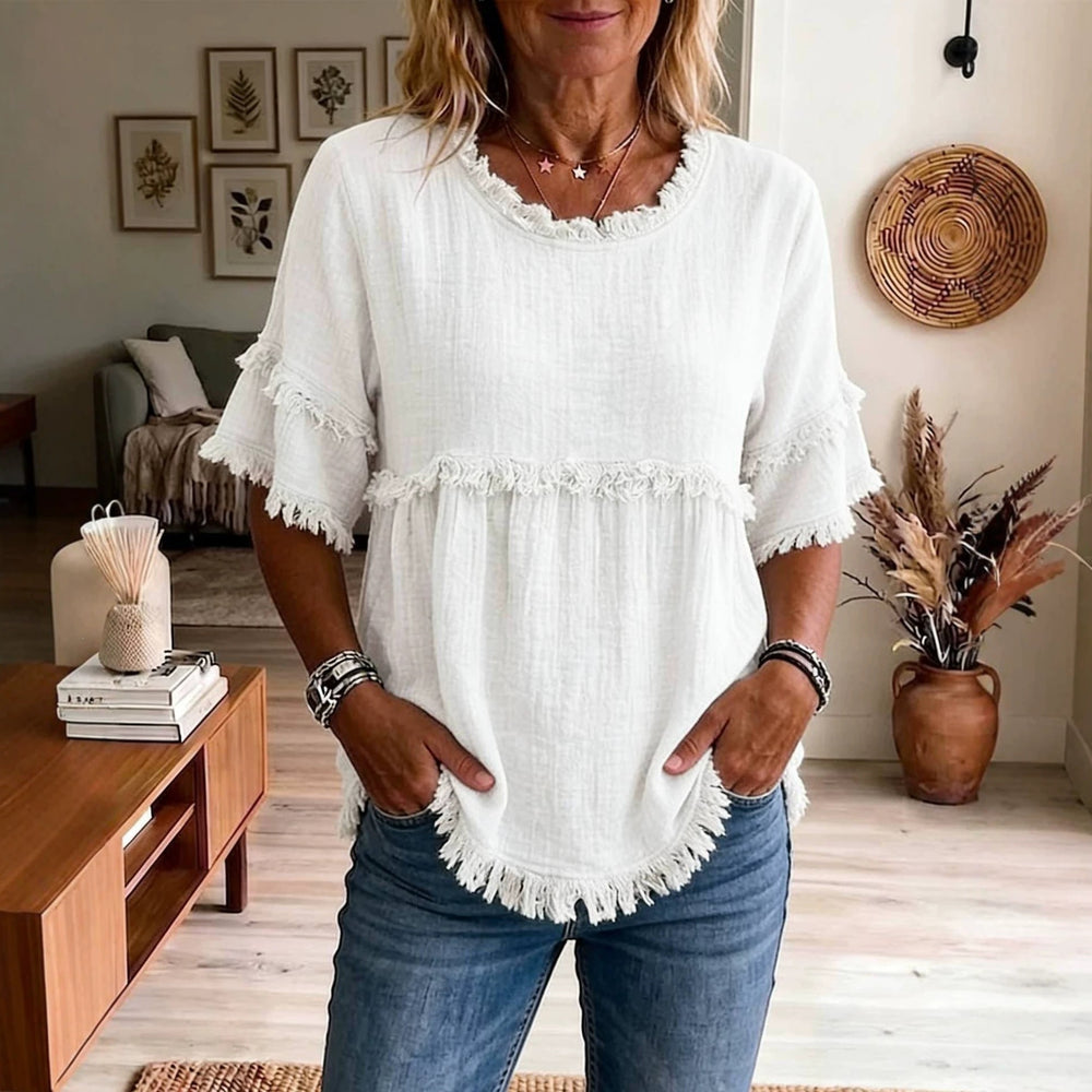 new  fashion cross-border round neck pullover short sleeve loose women's shirt casual women's top