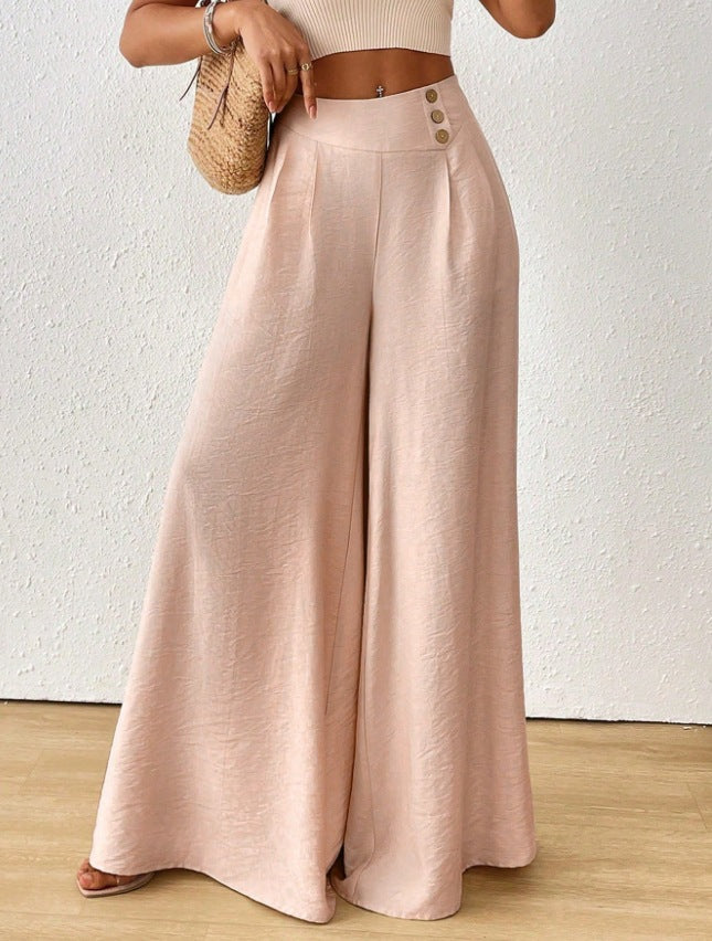 independent station new arrival cross-border fashionelegance mid-waist wide-leg pants pants