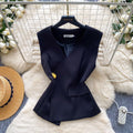 Korean style commute v-neck sleeveless vest top - women's summer slim fit, figure-flattering, elegant outerwear/inner layer top