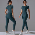 new nude feel compression short-sleeve yoga set - high-waisted, butt-lifting, quick-dry running & fitness activewear two-piece