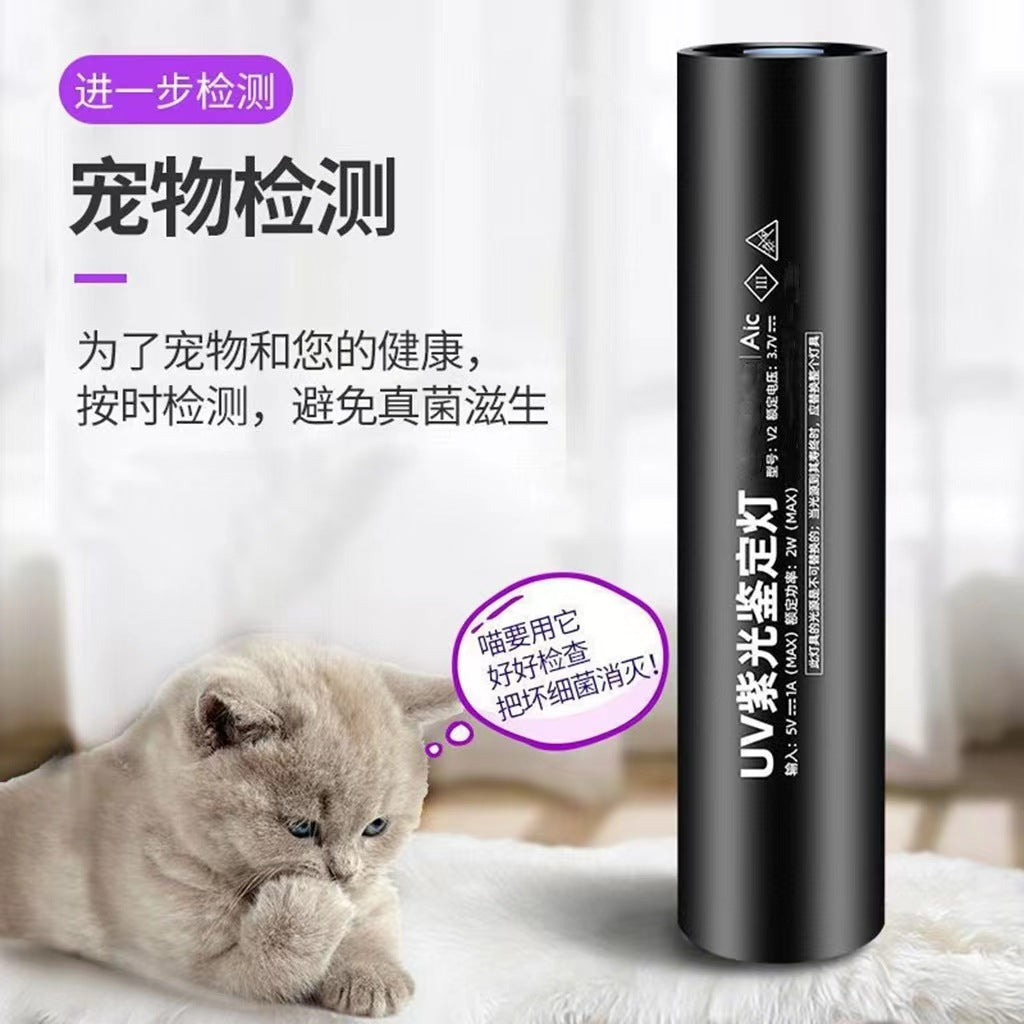 Cross-border purple light flashlight downlight black mirror 365 fluorescent ultraviolet light banknote inspection portable portable with mini flashlight