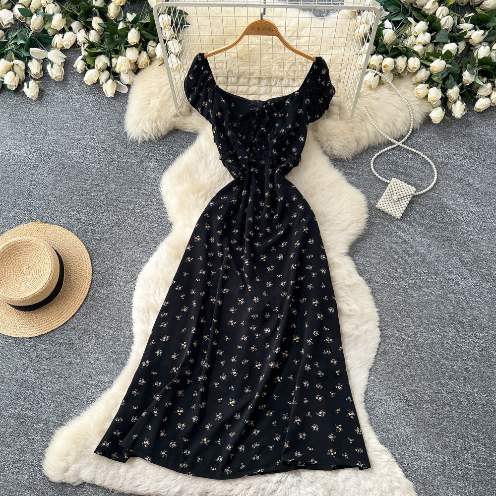 French sweet style square neck polka dot dress women's summer korean style sleeveless waist-defining elegant a-line red maxi dress