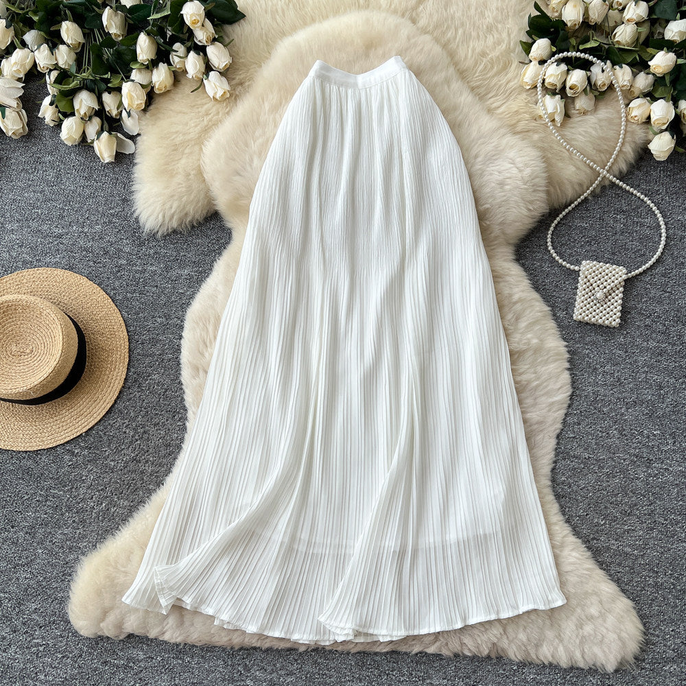 K-style high waist pleated dopamine skirt for women summercasualcasuala-line large swing work clothingelegant skirt