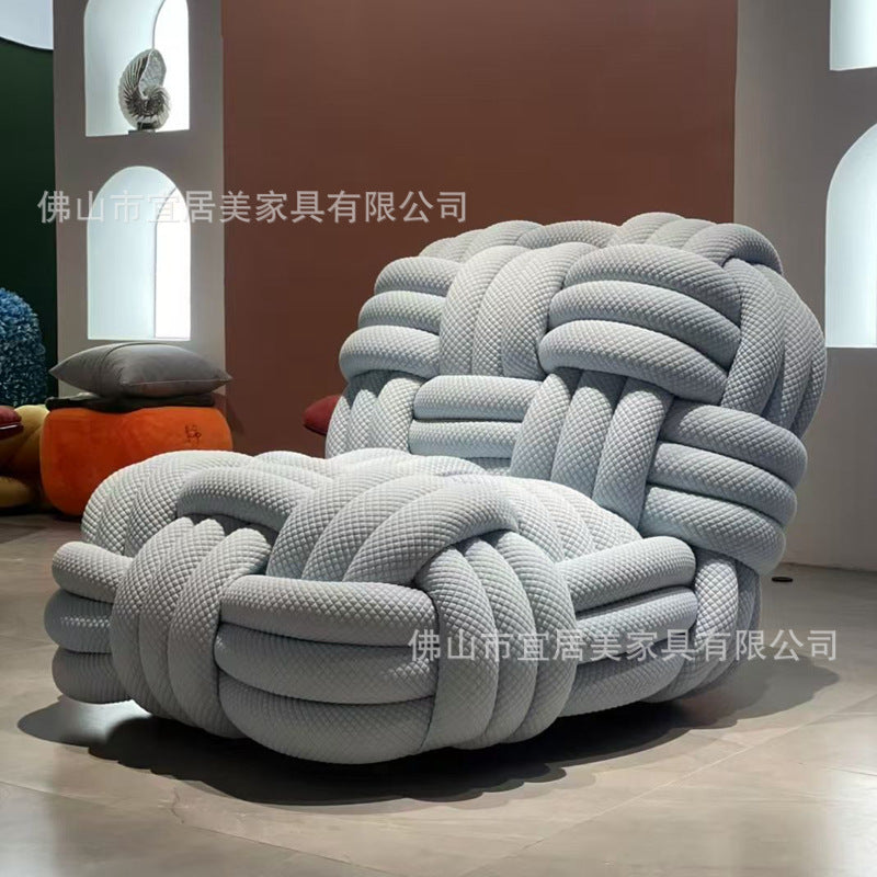 Creative knotted rope furniture woven chair artistic unique italian minimalist single chair home handmade lounge chair sofa