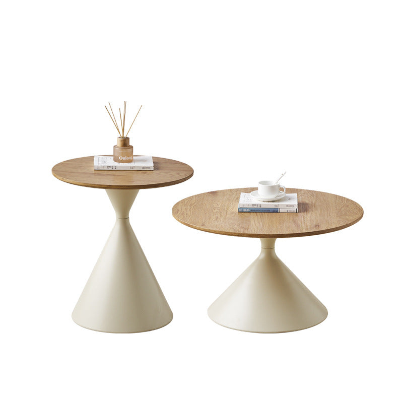 Cream style carbon steel coffee table for homenormcore living room small apartment modern casualclassy round movable side table