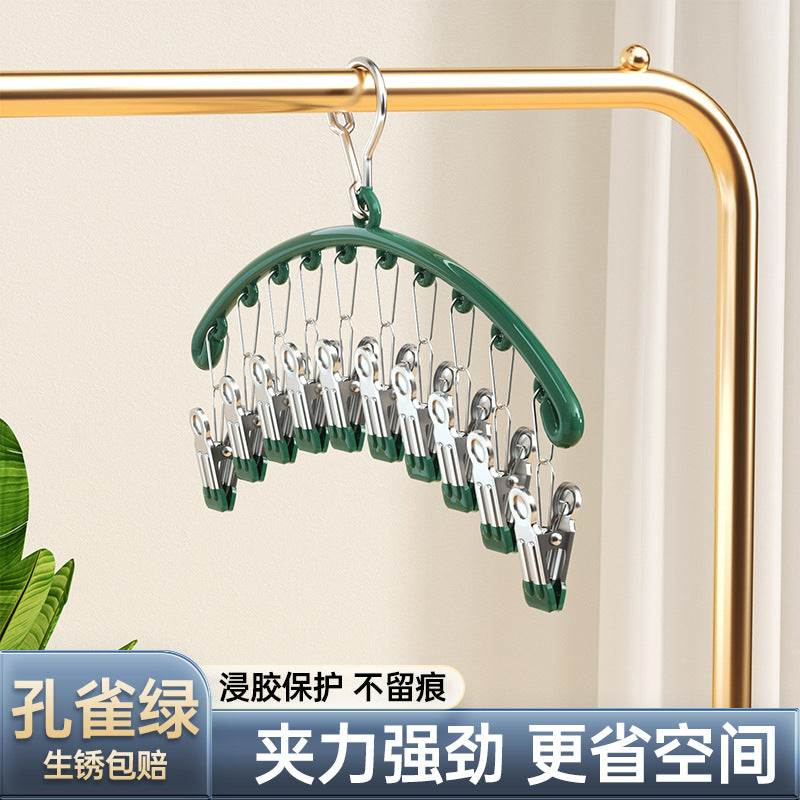 Sock drying rack with clip stainless steel for home balcony dormitory drying intimates underwear handy gadget windproof baby sock clip
