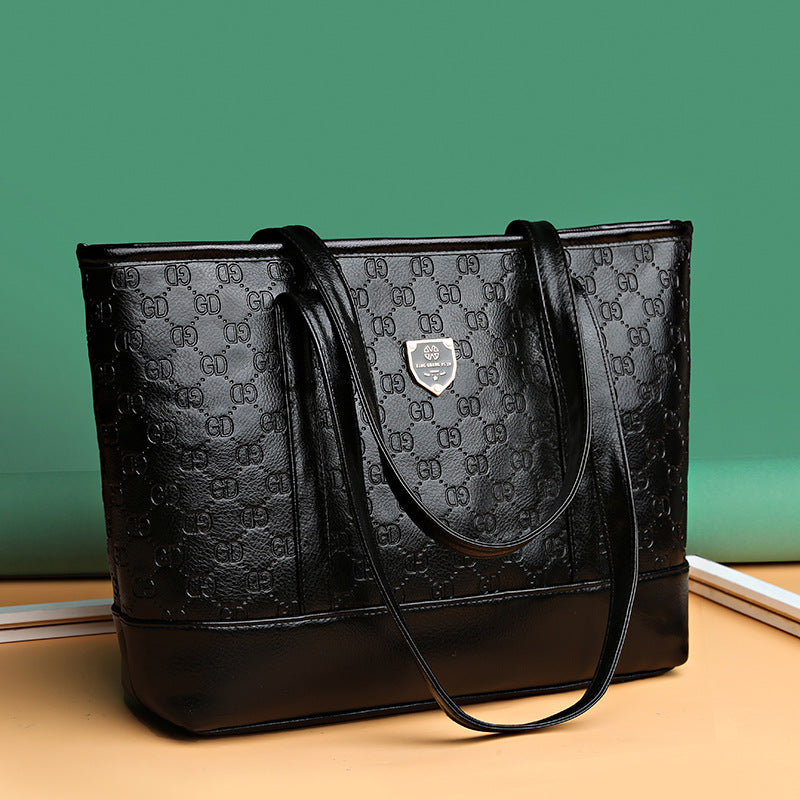 Women's handbag 2023 new large capacity tote bag fashion trendy shoulder bag soft leather middle-aged women's tote wholesale