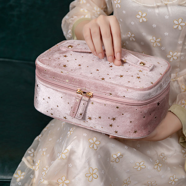 Flannel Star Cosmetic Bag Large Capacity Portable Cosmetics Storage Bag New Classical European Style Cosmetic Bag