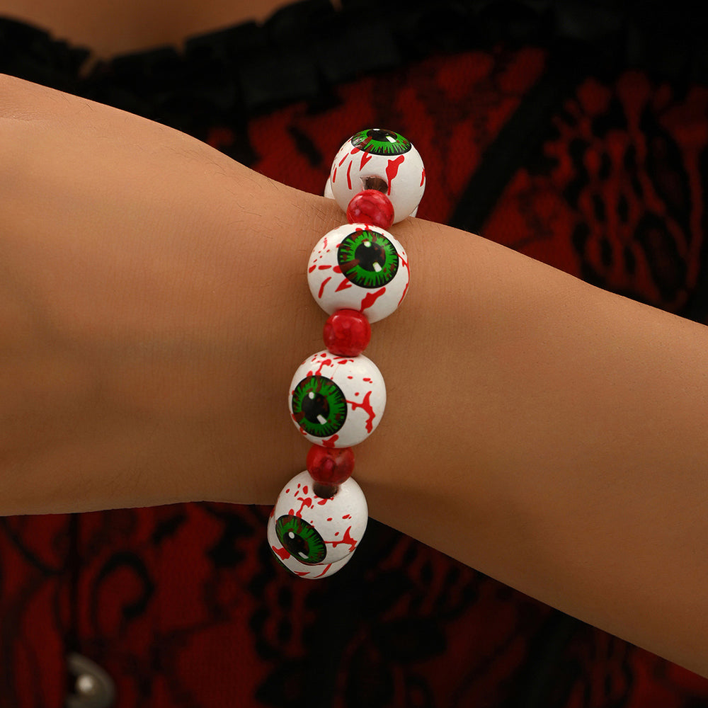 Halloween necklace bracelet wholesale cross-border exaggerated niche dark style trendy bat pumpkin eyes beaded bracelet